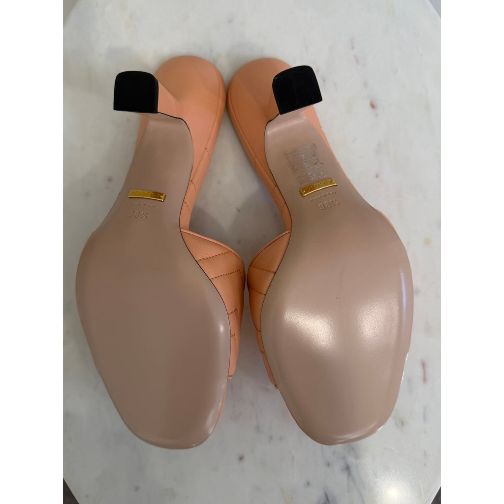 Gucci GG Marmont Matelassé Pink Leather Mule Sandals Size 38.5 New in Box