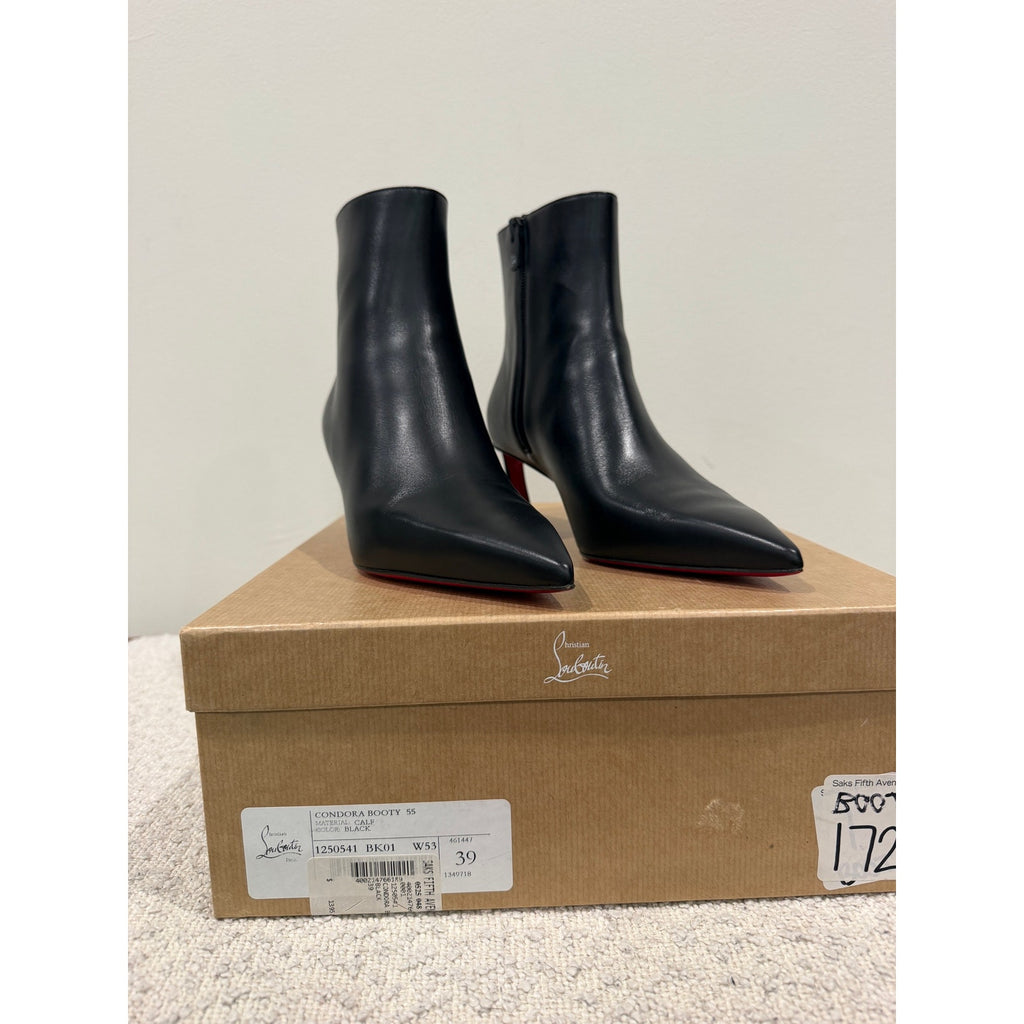 Christian Louboutin Condora Booty Black Calf Leather 55mm | New in Box 39