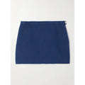 Gucci Blue Cotton Blend Tweed Mini Skirt | Gold Logo Button | IT 38