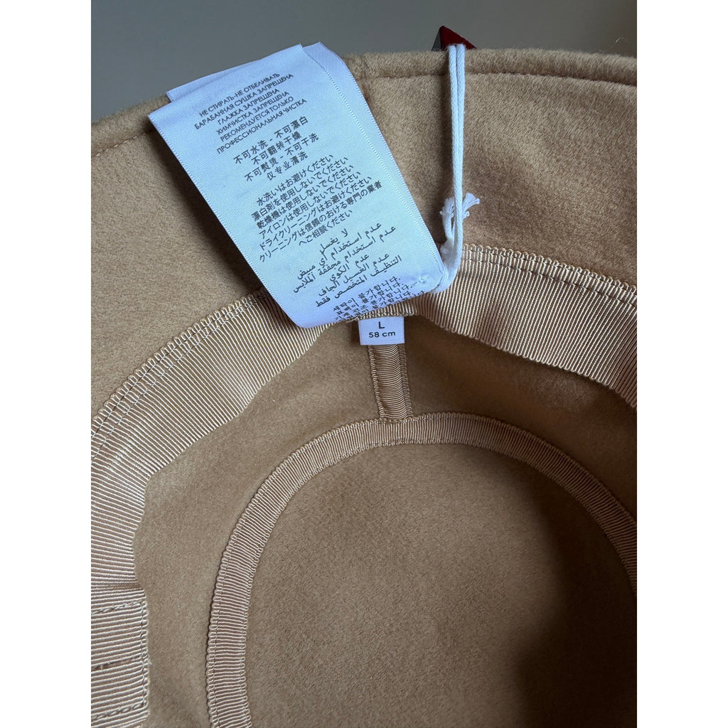 Gucci Monogram GG Wool Bucket Hat Beige Brown Double G Size Large L $795