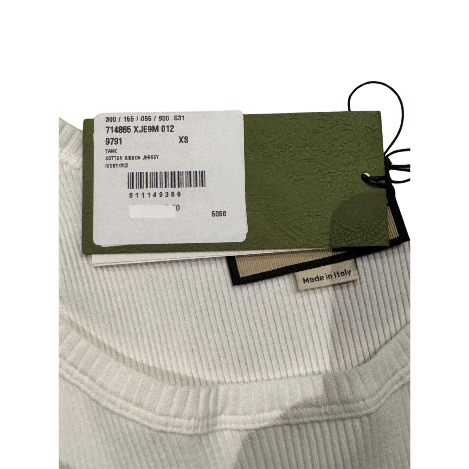 GUCCI Logo-Patch Ribbed Cotton Tank Top Size XSmall