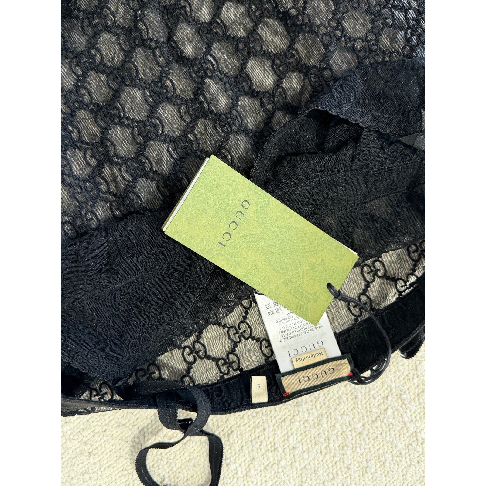 Gucci GG Black Tulle Lace bodysuit Small NWT