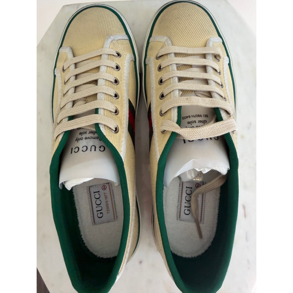 Gucci Tennis 1977 Canvas Sneakers Beige Green Red Men’s UK 8.5 US 9 New in Box