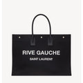 Saint Laurent Rive Gauche Large Black Canvas Tote Bag | 100% Leather Trim | NWT