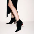 CHRISTIAN LOUBOUTIN So Apostropha Booty 80 Suede Black Ankle Boots 38 BNIB
