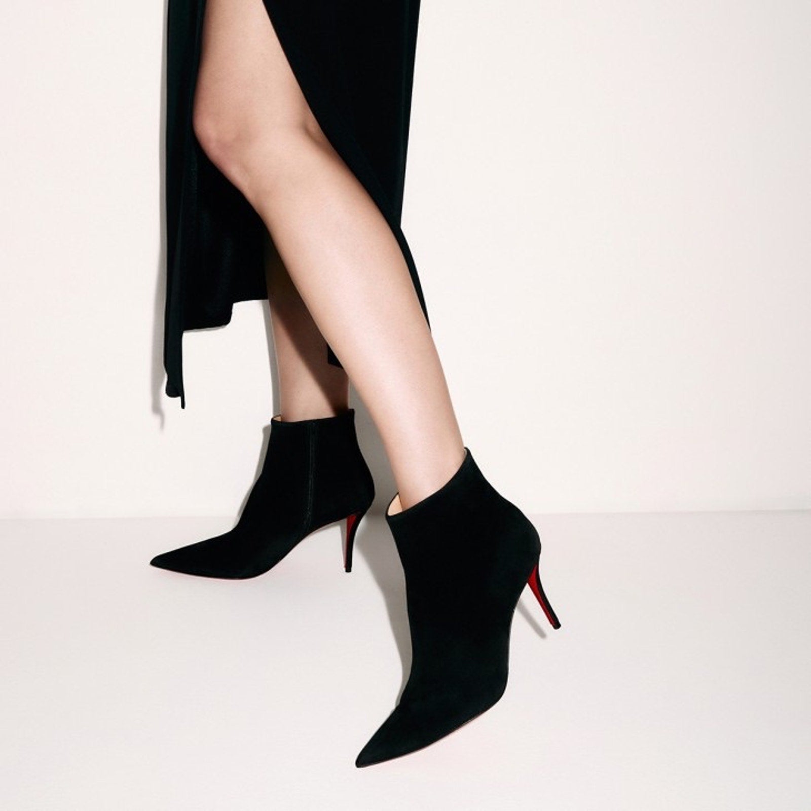 CHRISTIAN LOUBOUTIN So Apostropha Booty 80 Suede Black Ankle Boots 38 BNIB