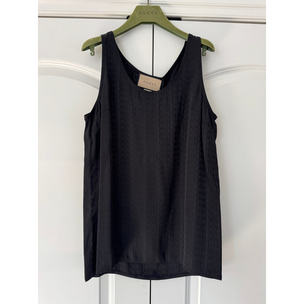 Gucci G Silk crepe Satin Sleeveless Top size Small NWT