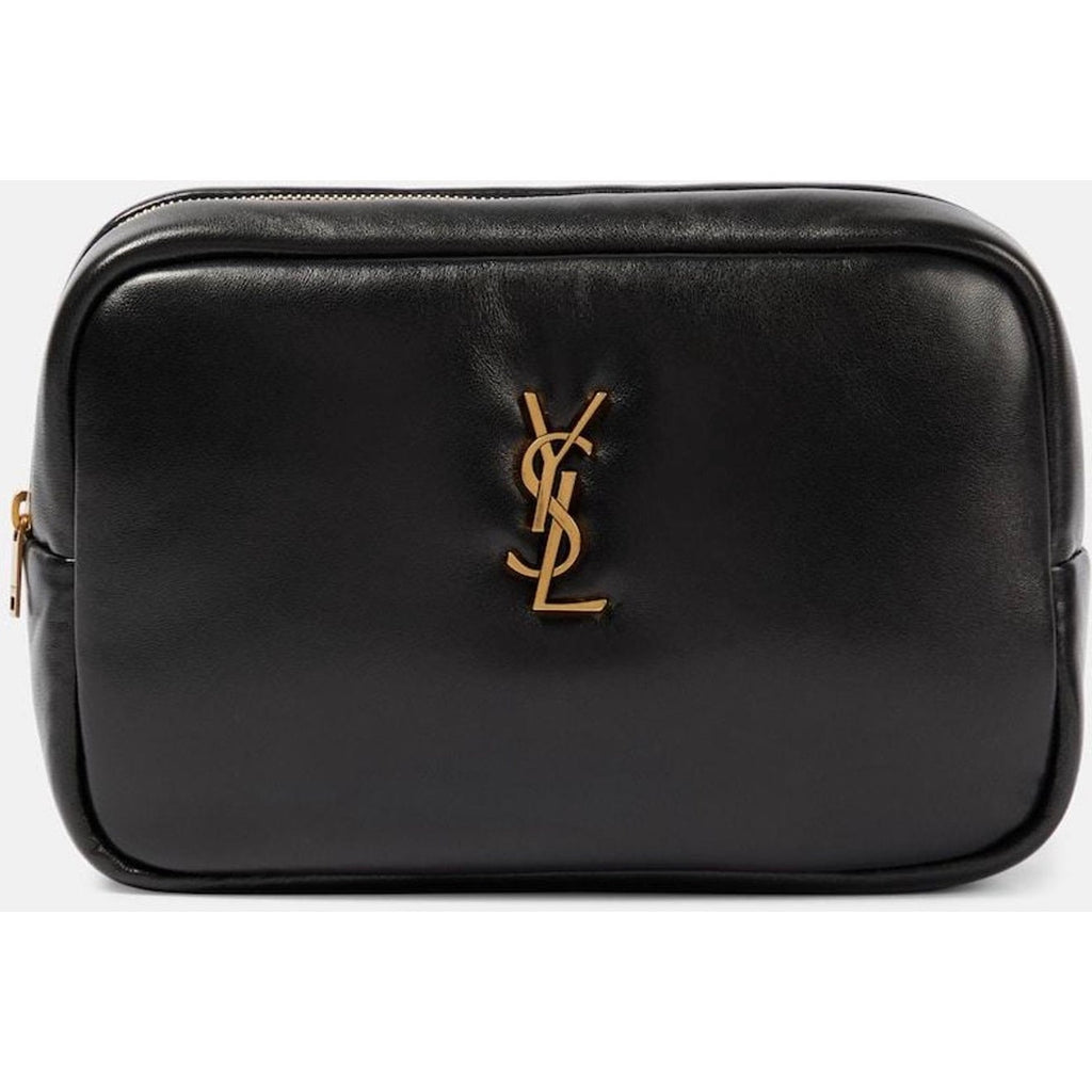 Saint Laurent YSL Calypso Black Quilted Lambskin Leather Clutch & Pouch NWT