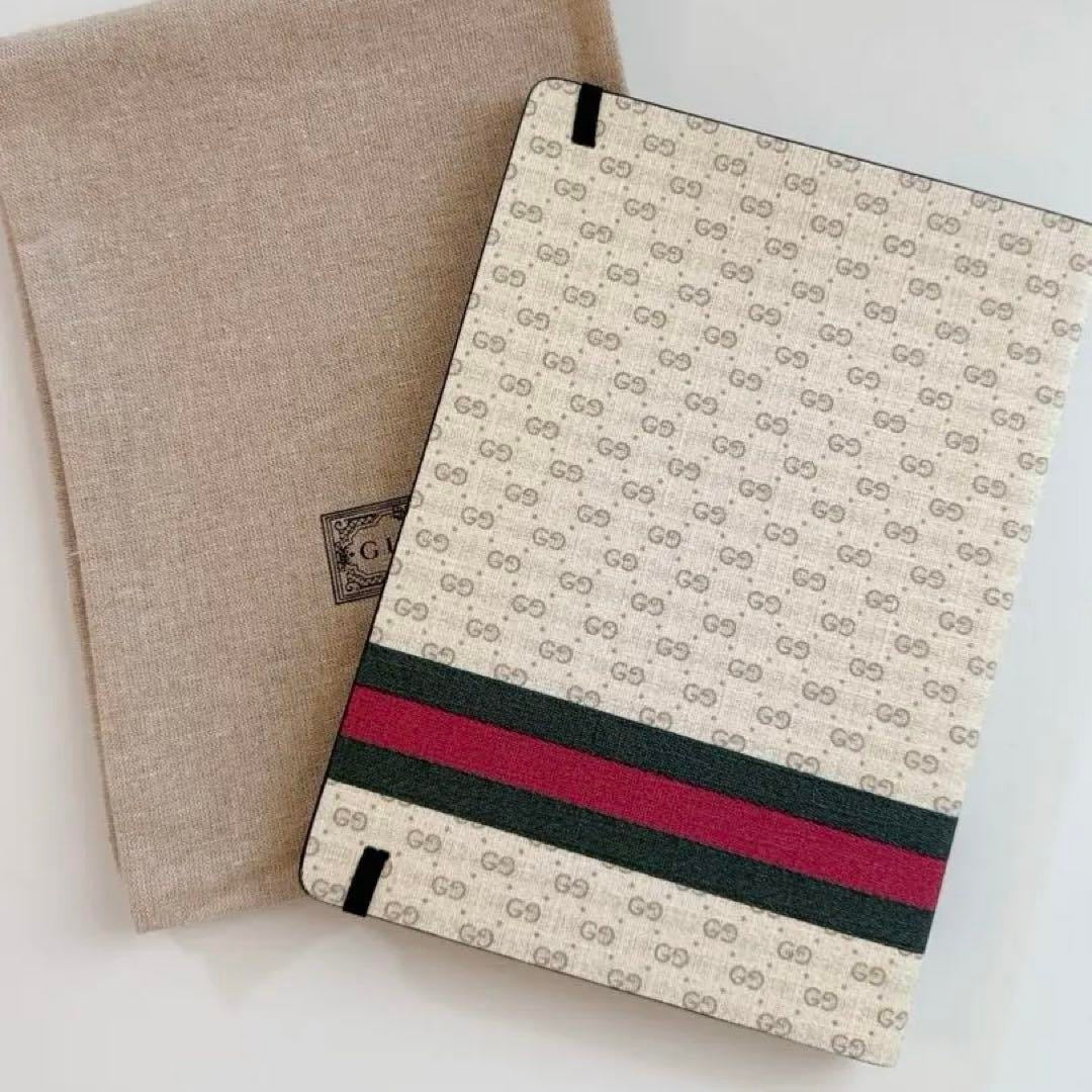 Gucci GG Supreme Notebook with Web & Horsebit Ivory/Brown New with Dustbag & Box