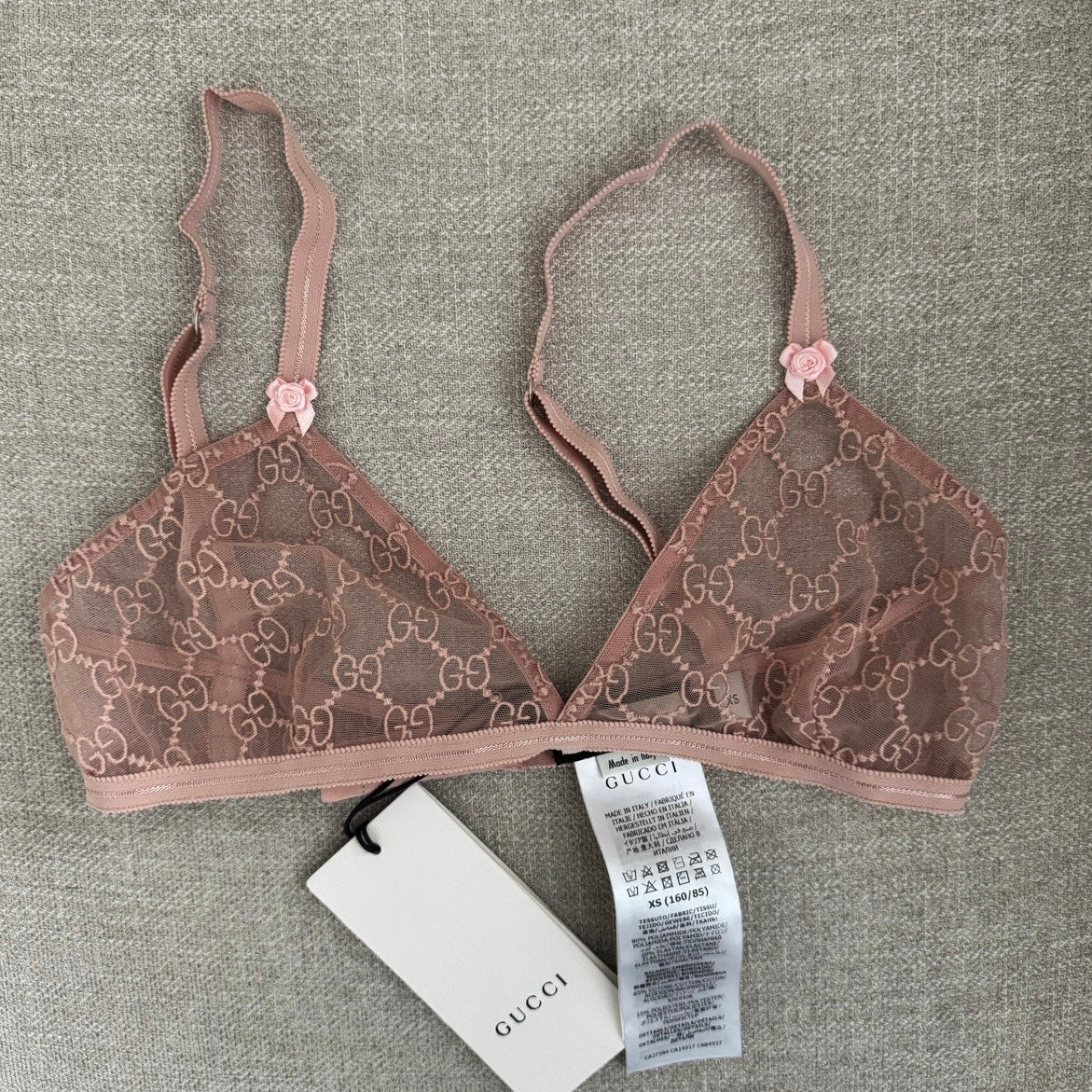 GG All Over Embroidered Tulle Lingerie Set size  XS