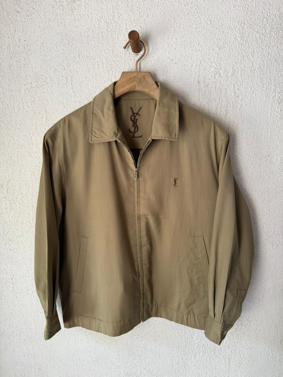 Yves Saint Laurent Vintage 90s Tan Windbreaker Brown YSL Logo YSL Logo Lining Size 95