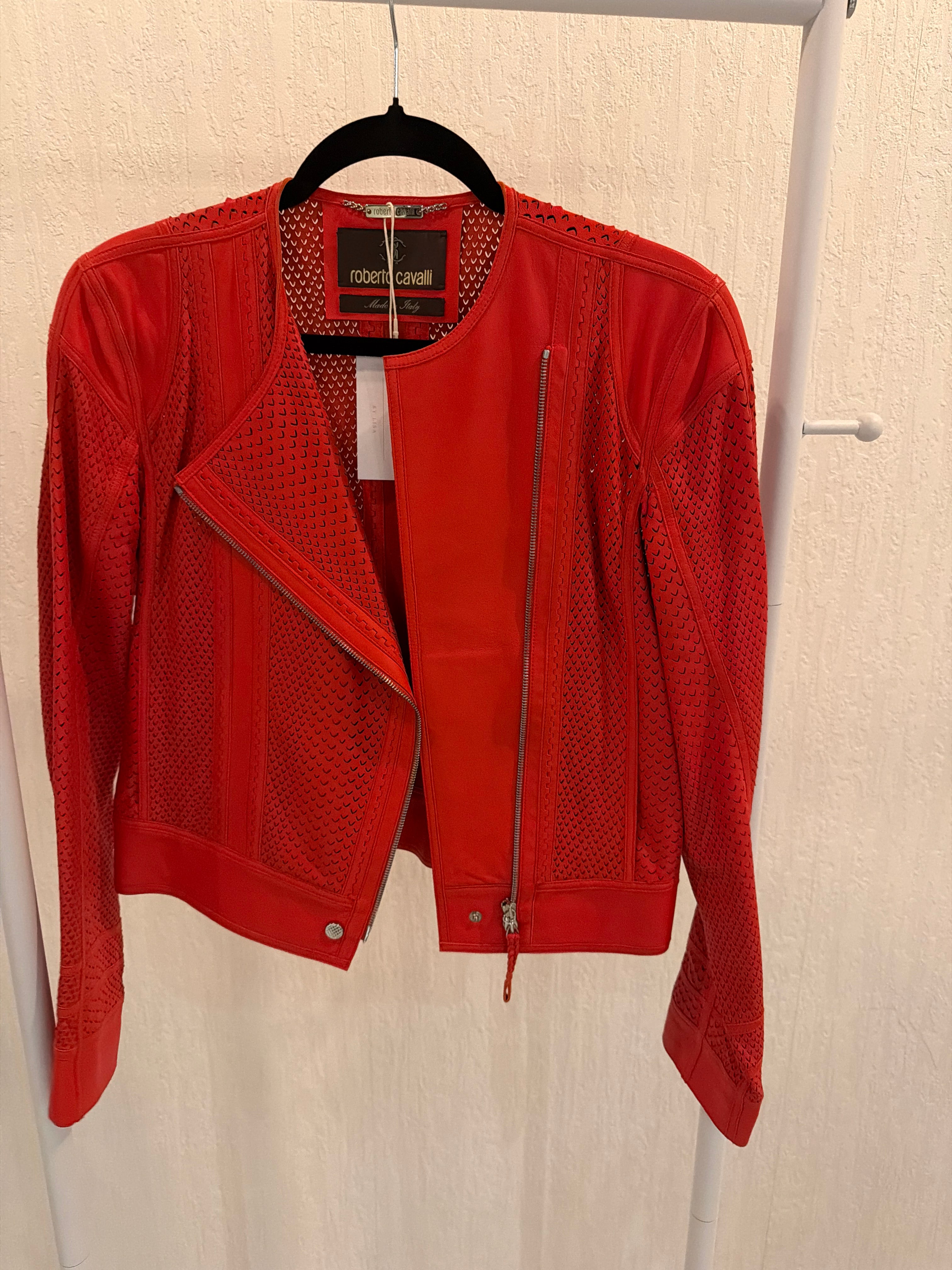 Roberto Cavalli Red Biker Jacket