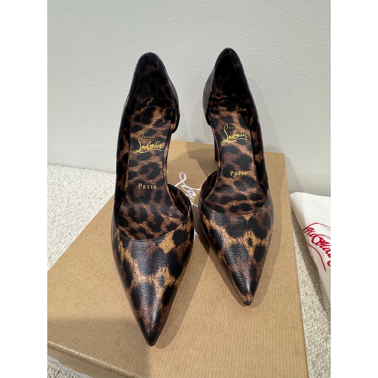 CHRISTIAN LOUBOUTIN Vibella Red-Sole Leopard-Print Leather Pumps 37 BNIB