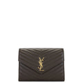 Saint Laurent Cassandre Chevron Flap Pouch Clutch Dark Musk NWT