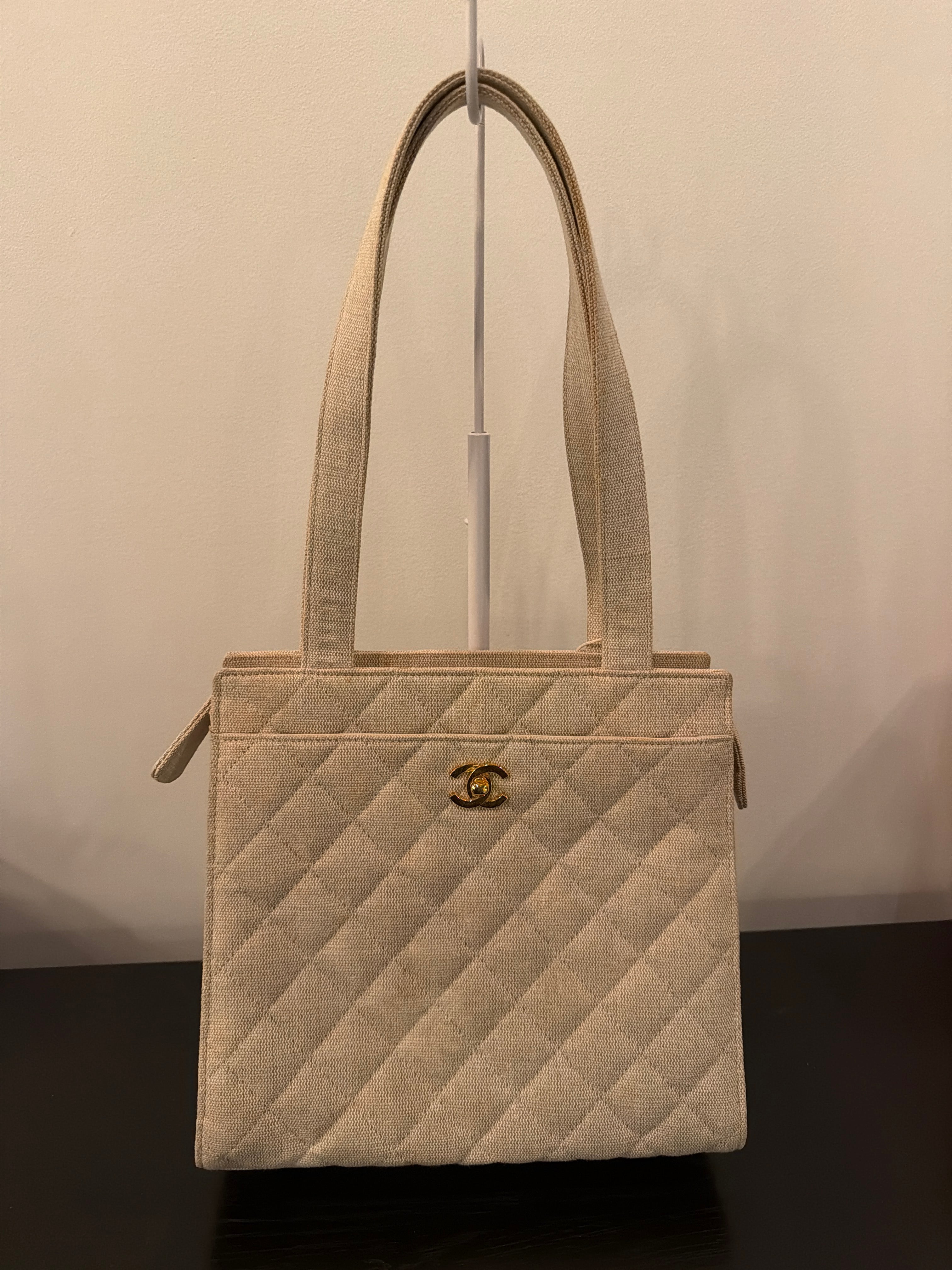 Chanel CC Quilted Canvas Tote