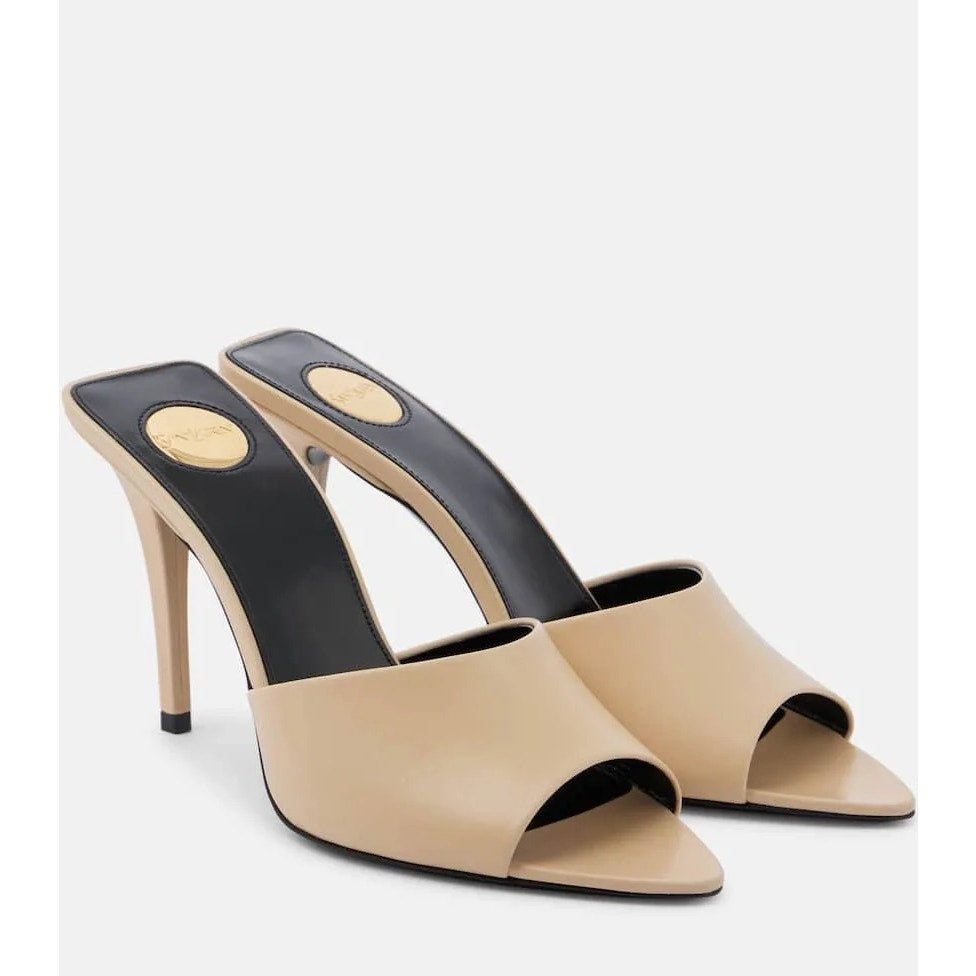 Saint Laurent Romy 90 Leather Mules Tan Leather Pointed Toe Heels Size 37.5 NIB