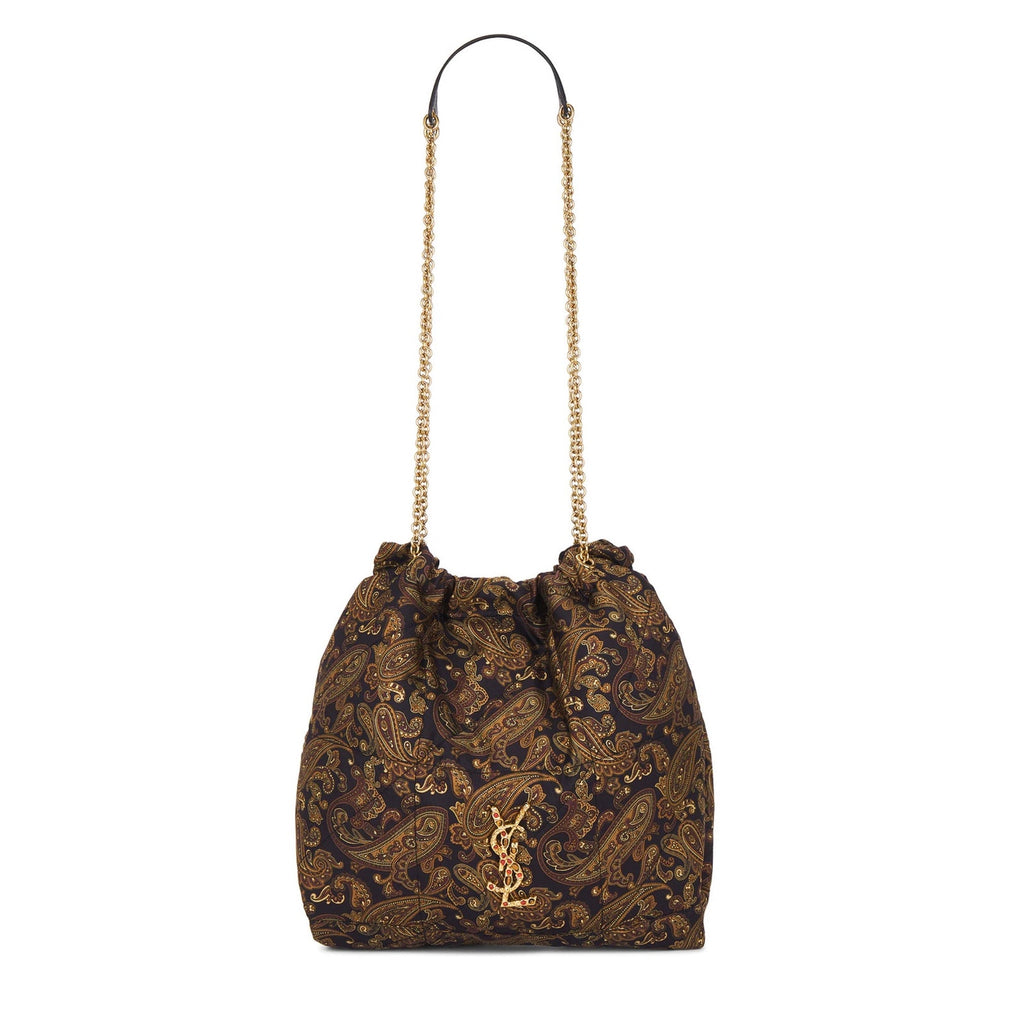 Saint Laurent YSL Jamie 4.3 Pochon Quilted Silk Shoulder Bucket Bag Multicolor