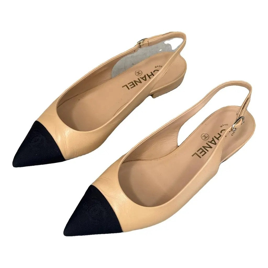 Chanel Interlocking CC Logo Slingback Flats – Size 37 EU | New in Box with Dustbags