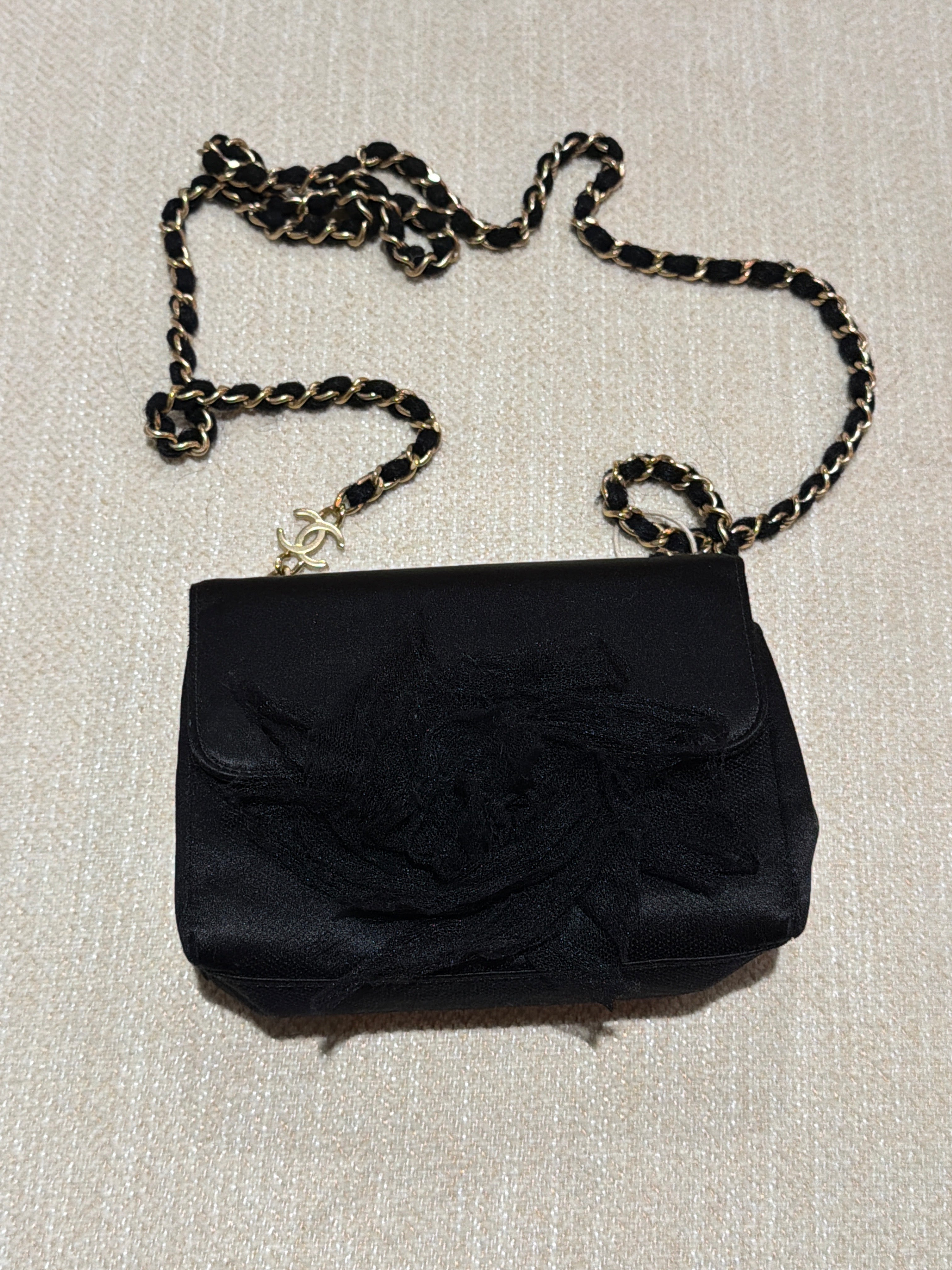 Chanel  Chanel Mini Satin Camellia Flap Bag