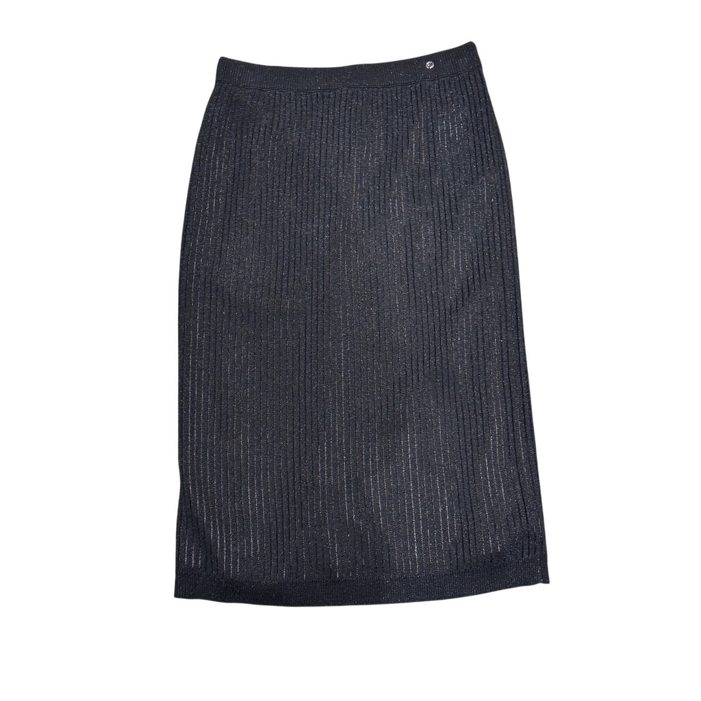 Gucci Black Rib Stitch Viscose Lame Skirt Size Small NWT
