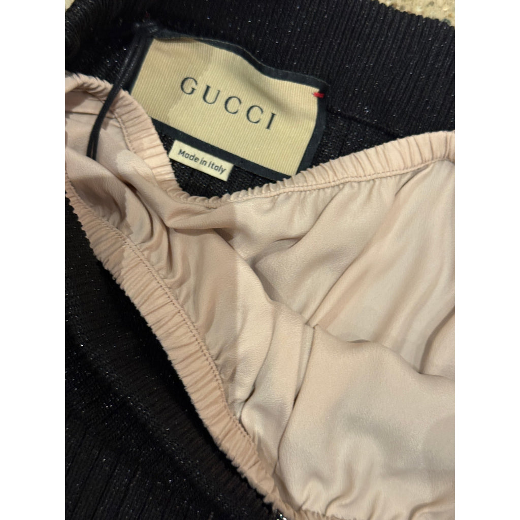 Gucci Black Rib Stitch Viscose Lame Skirt Size Small NWT