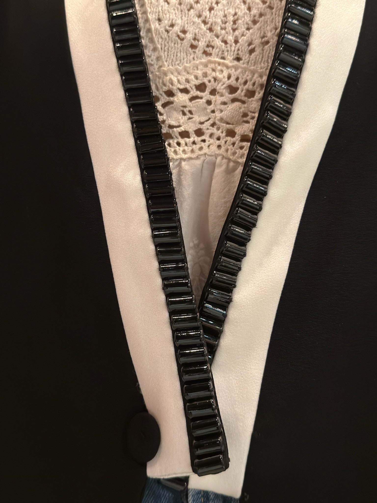 Escada Black & White Beaded Tuxedo Blazer Jacket DE 36