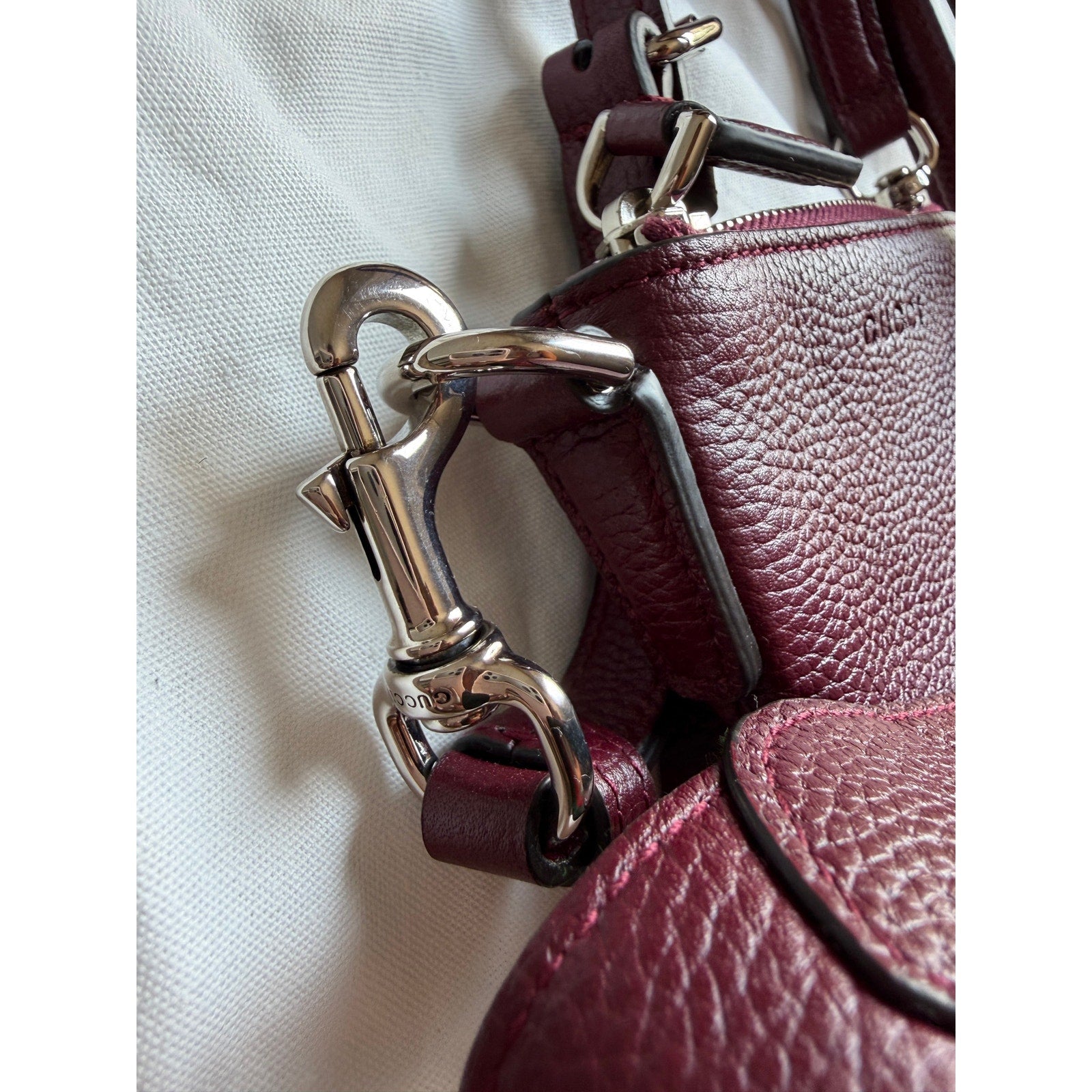 Gucci Nano B Bag Rosso Ancora Red Grainy Leather Crossbody with Web Strap NWT