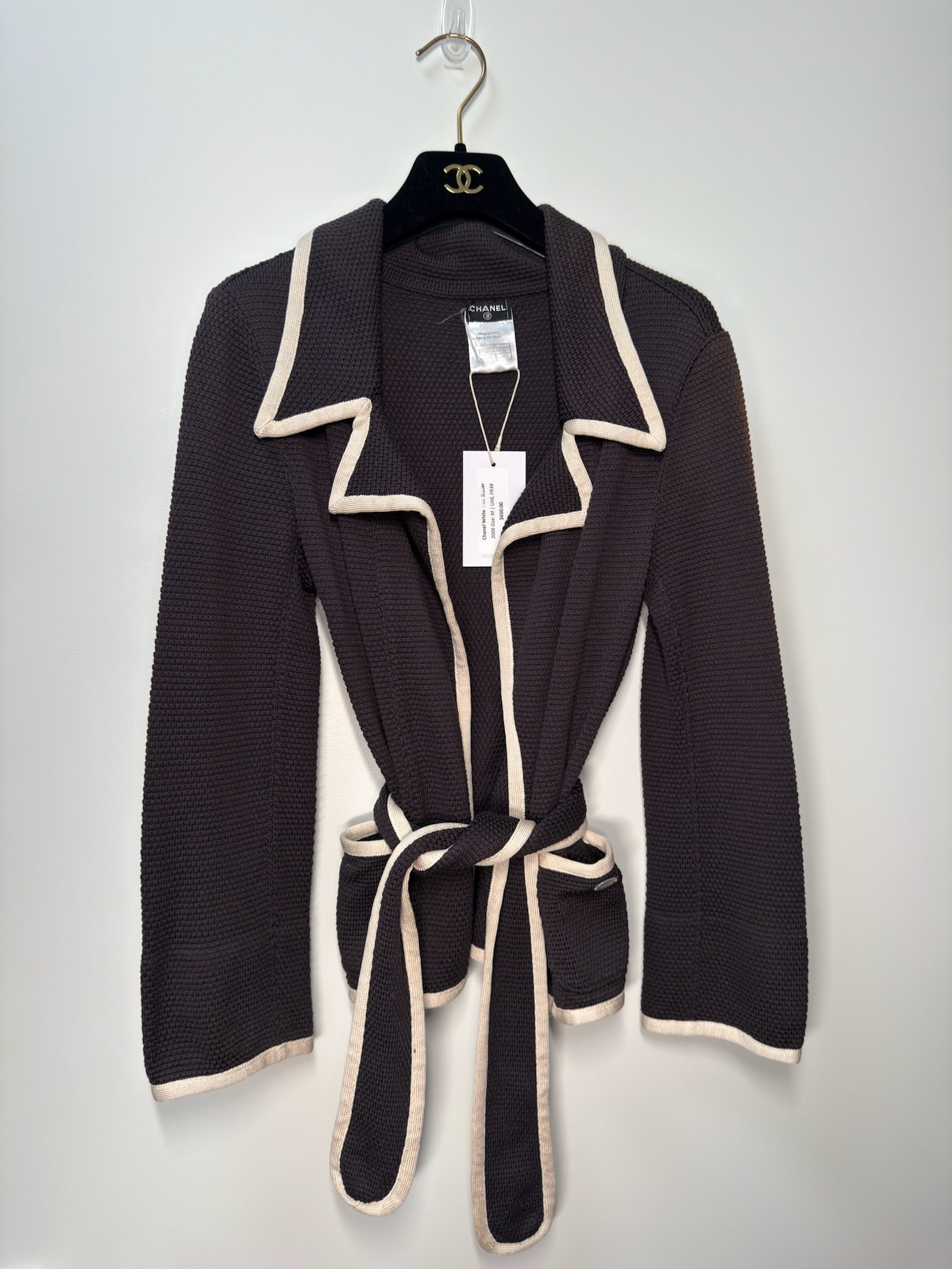 Chanel White Trim Blazer