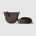 Gucci Nano B Bag Dark Brown Grainy Leather Crossbody with Web Strap NWT