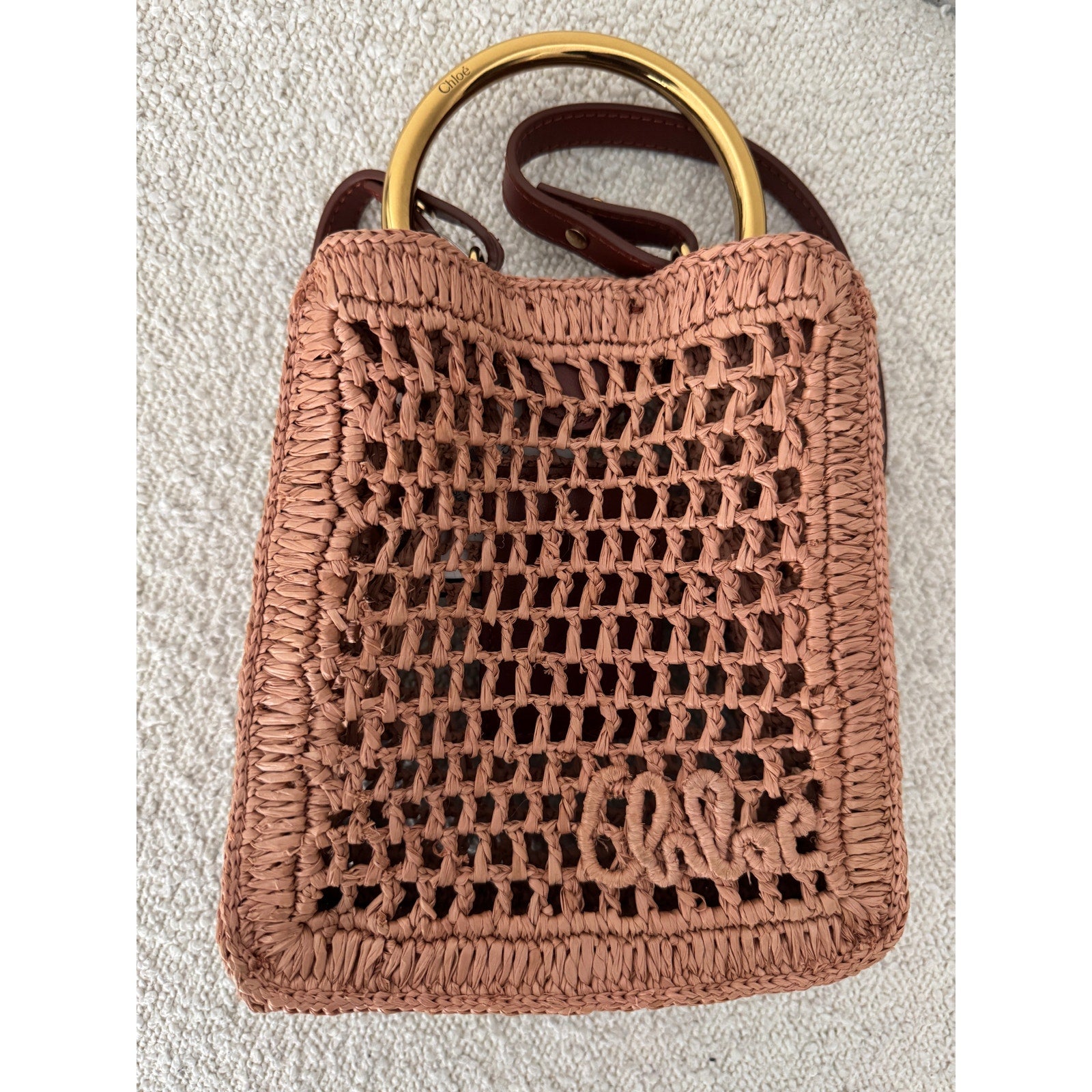 CHLOÉ Summer Banana Mini raffia crossbody bag NWT