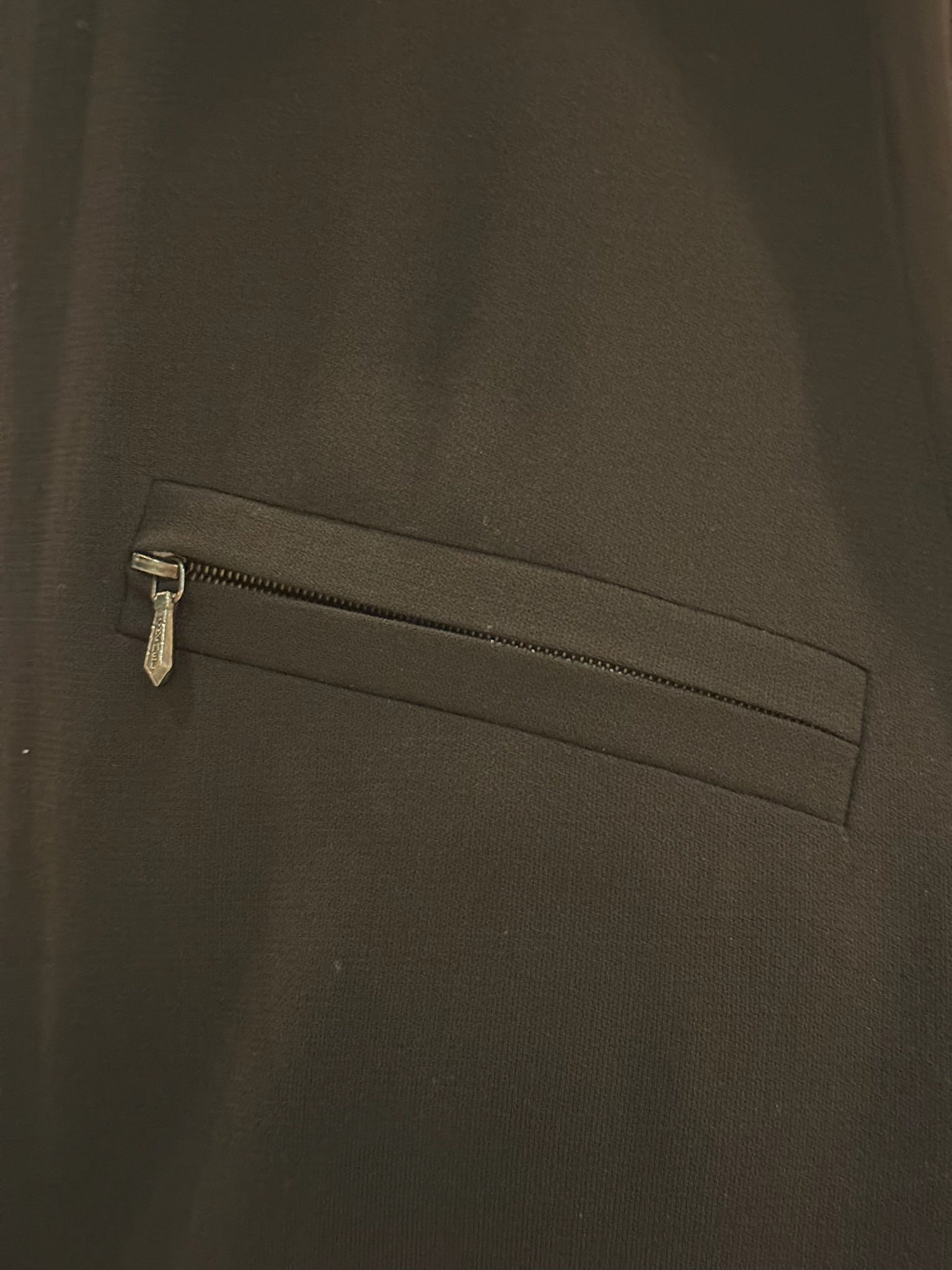 Chanel Black Wool Silk Blend Midi Dress FR 40 | CC Logo Zipper Pull