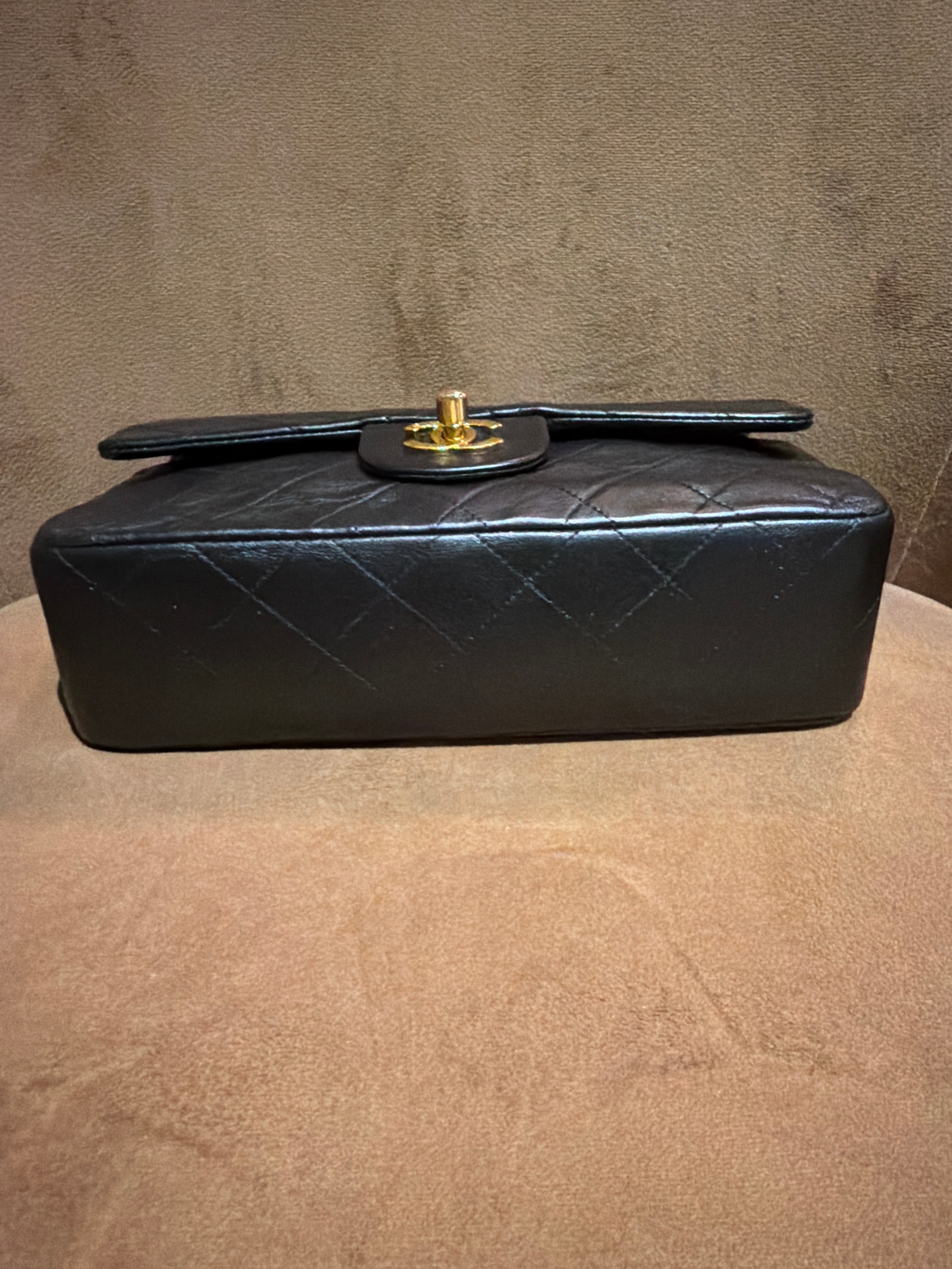 Chanel Classic Small Double Flap Bag Black Lambskin 24K Gold Hardware 1994–1996