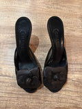 CHANEL Lambskin Mesh Camellia Mules