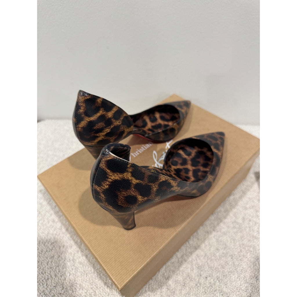 CHRISTIAN LOUBOUTIN Vibella Red-Sole Leopard-Print Leather Pumps 37 BNIB