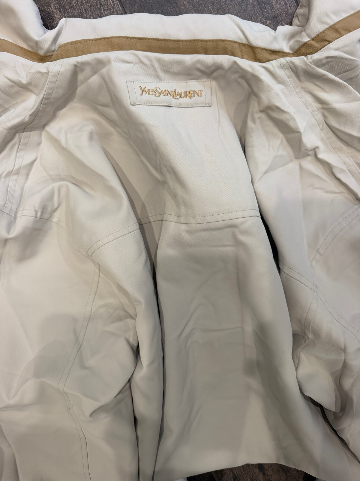 Yves Saint Laurent Vintage YSL Reversible Khaki Beige Windbreaker Bomber Jacket Size 100