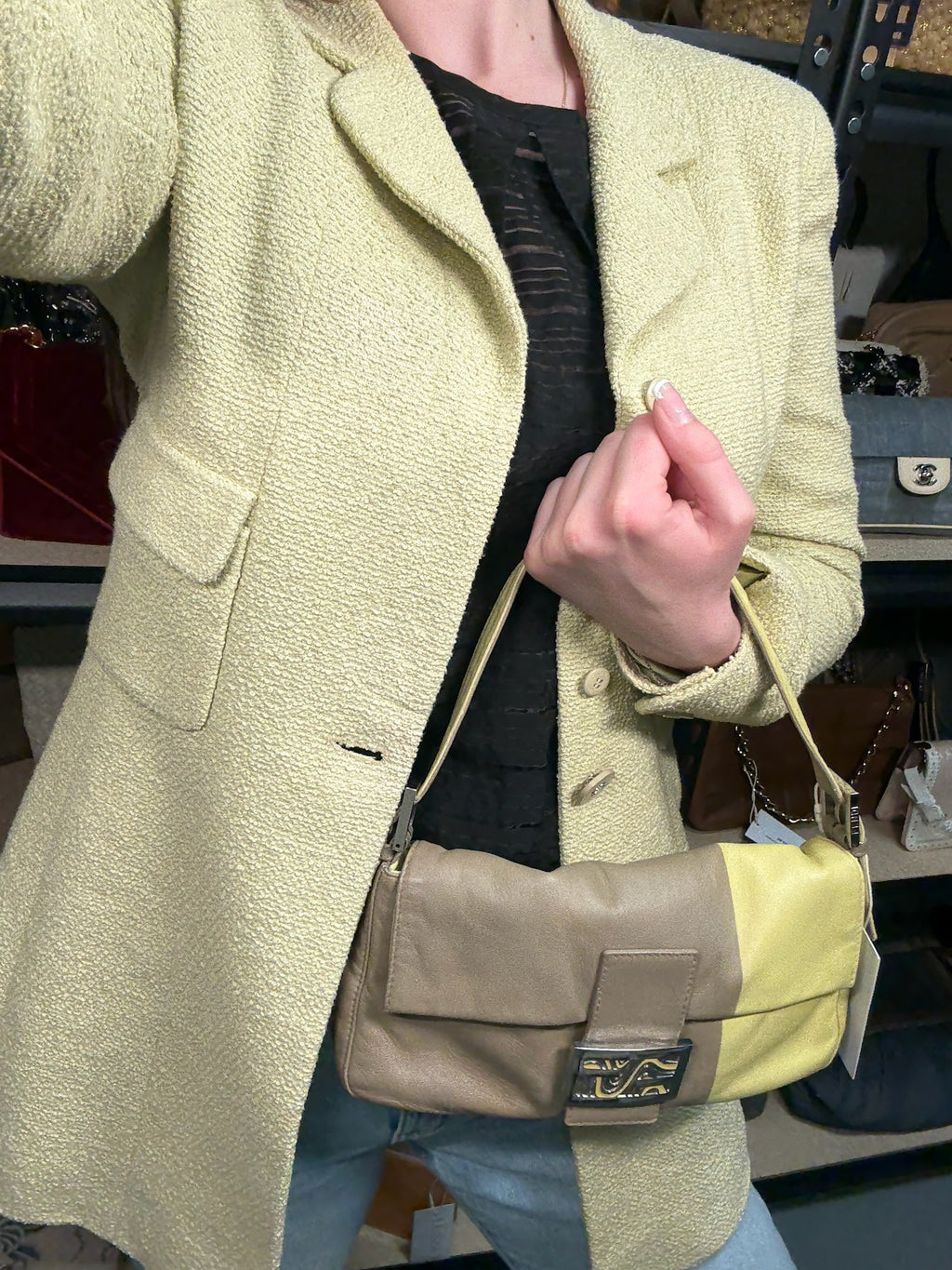Chanel 1998 Light Green CC Button Blazer