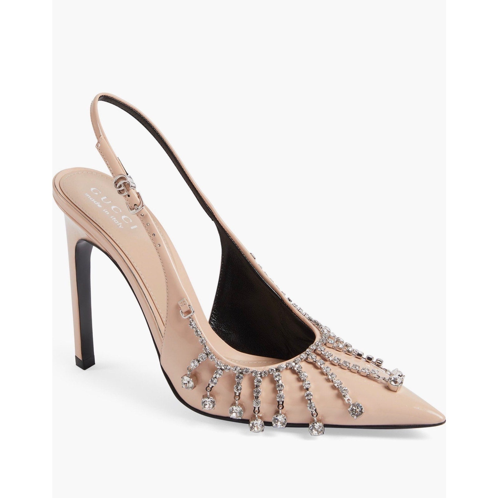 Gucci Guinevere Crystal Leather Slingback Stiletto Pumps NWT 37