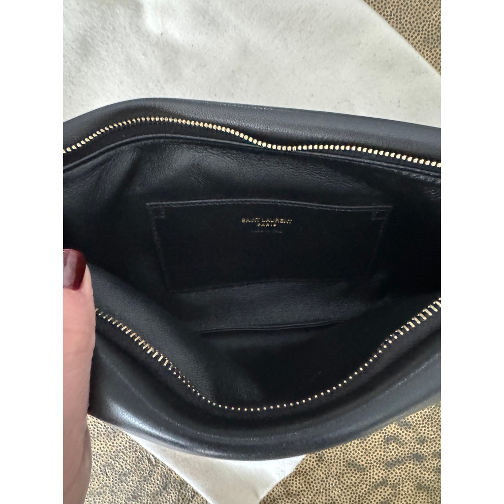 Saint Laurent Calypso Black Leather Pouch – New with Tags, Dust Bag