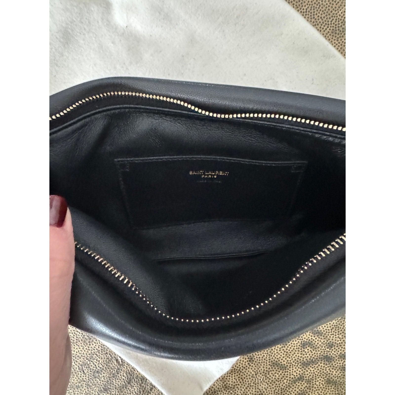 Saint Laurent Calypso Black Leather Pouch – New with Tags, Dust Bag