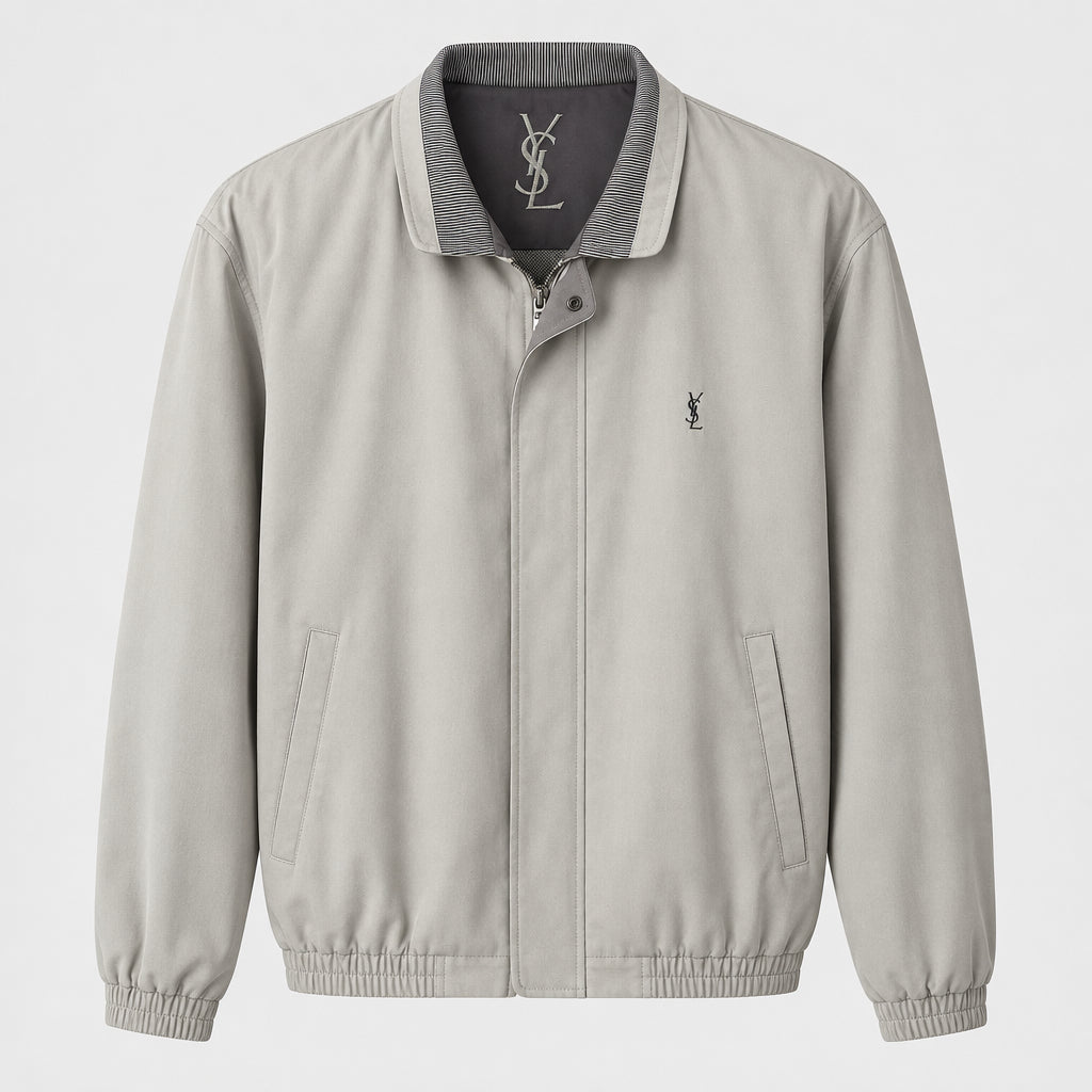 Yves Saint Laurent Vintage YSL Light Khaki Beige Windbreaker Bomber Jacket Size 105