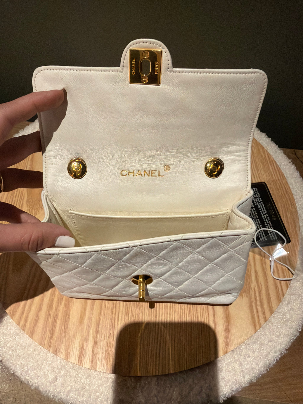 Chanel White Mini Round CC Flap  1987-1988