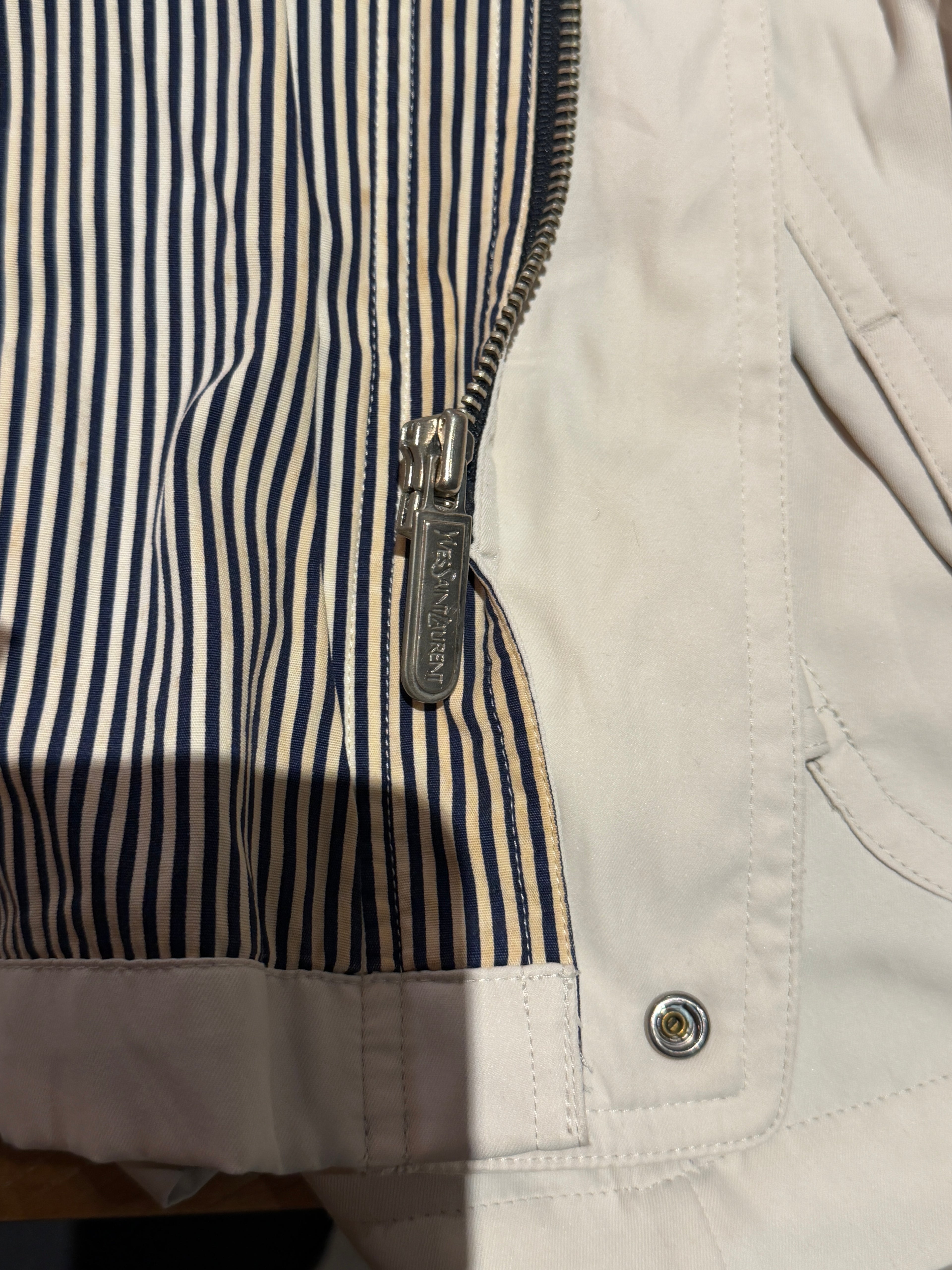 Saint Laurent Off White Double Pocket Windbreaker Jacket w/ Hood