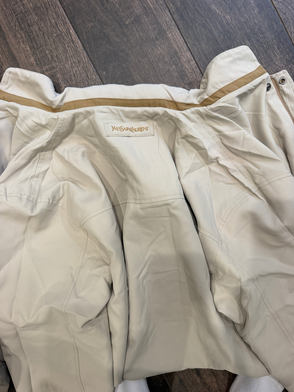 Yves Saint Laurent Vintage YSL Reversible Khaki Beige Windbreaker Bomber Jacket Size 100