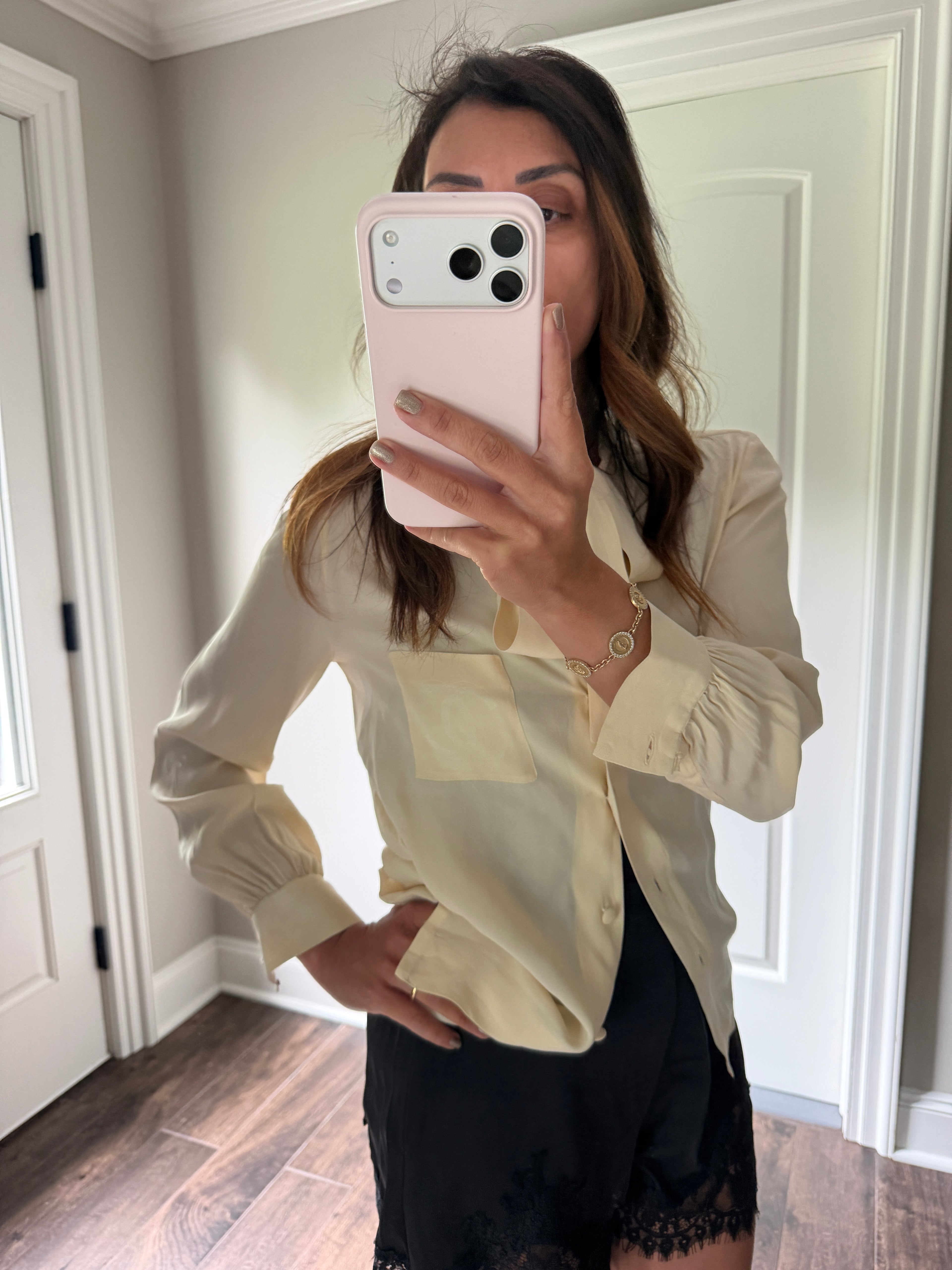 Chanel CC Pocket Ivory Logo Blouse