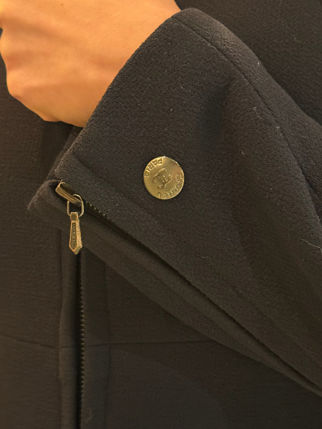 Chanel 1997 Navy Double Zip Coat Dress FR 38 | CC Logo Zippers | Fall 1997 Collection