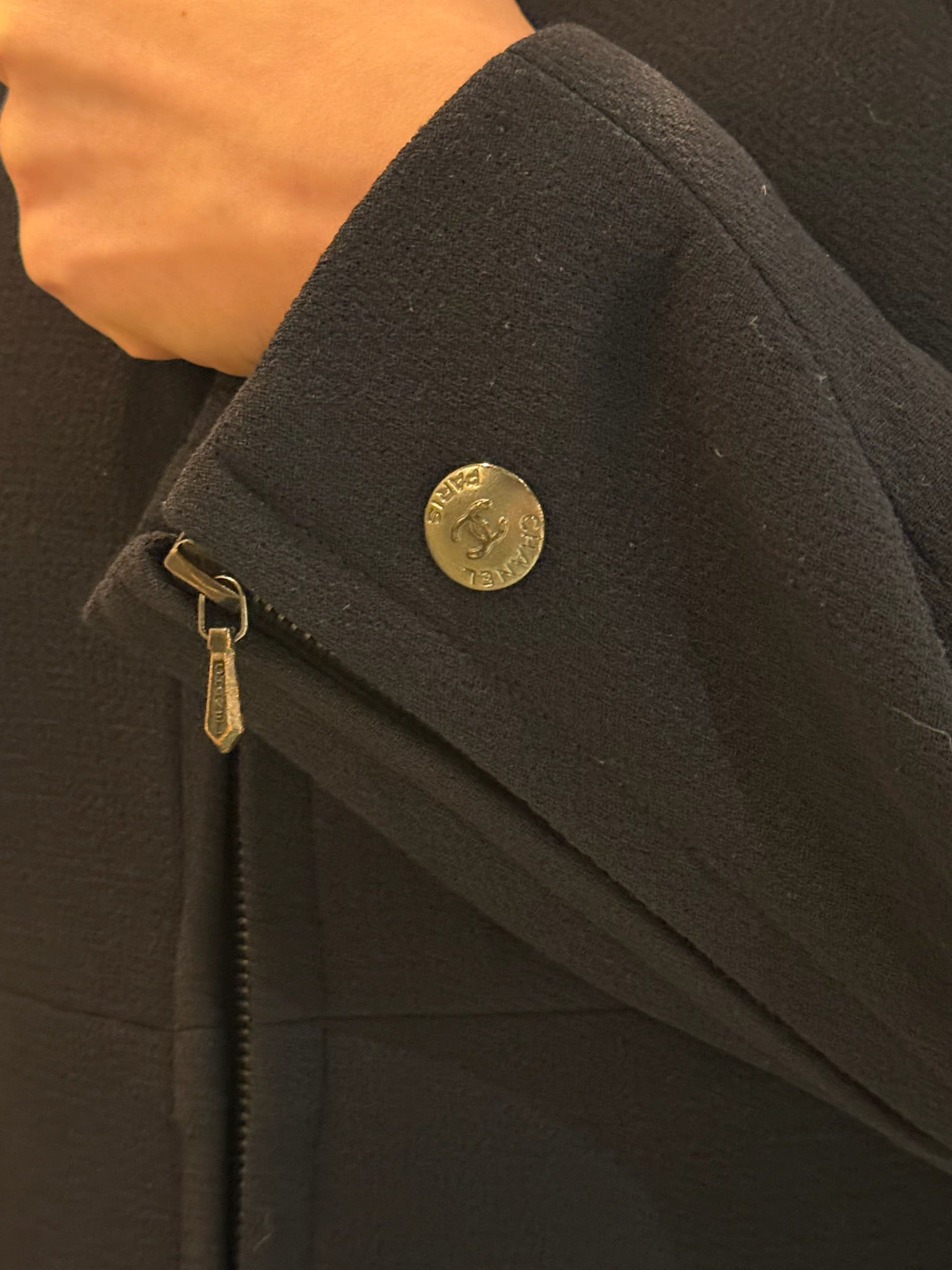 Chanel 1997 Navy Double Zip Coat Dress FR 38 | CC Logo Zippers | Fall 1997 Collection