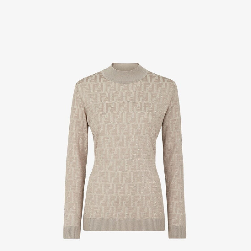 Fendi Dove Gray FF Motif Knit Sweater Size 36 IT NWT