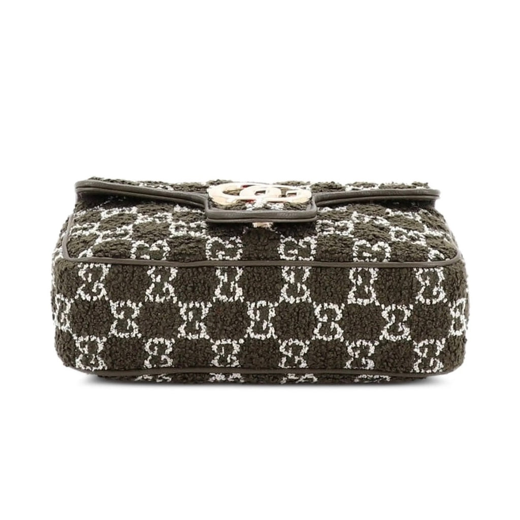 Gucci GG Marmont Bouclé Tweed Mini Flap Shoulder Bag Green Brand New in box