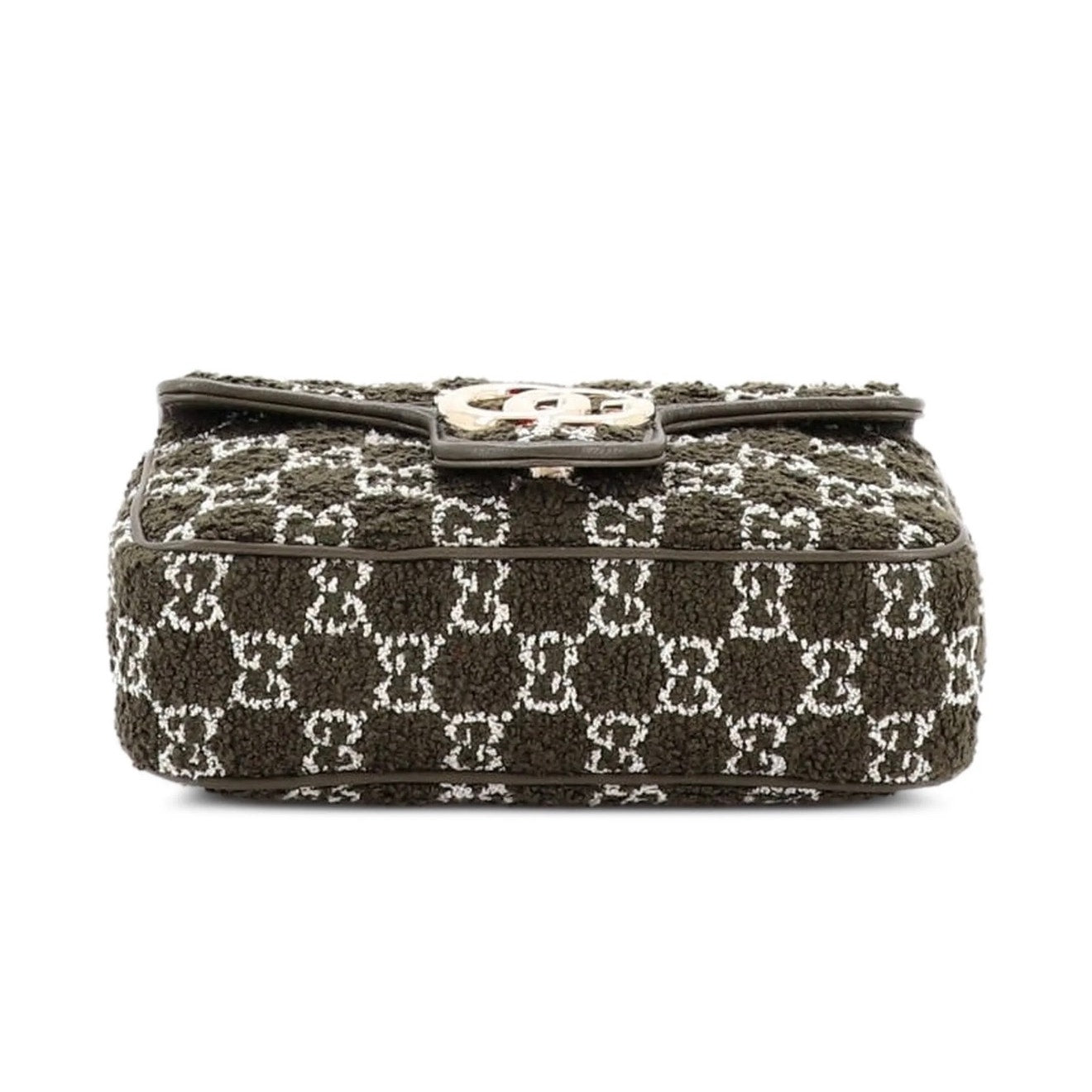 Gucci GG Marmont Bouclé Tweed Mini Flap Shoulder Bag Green Brand New in box