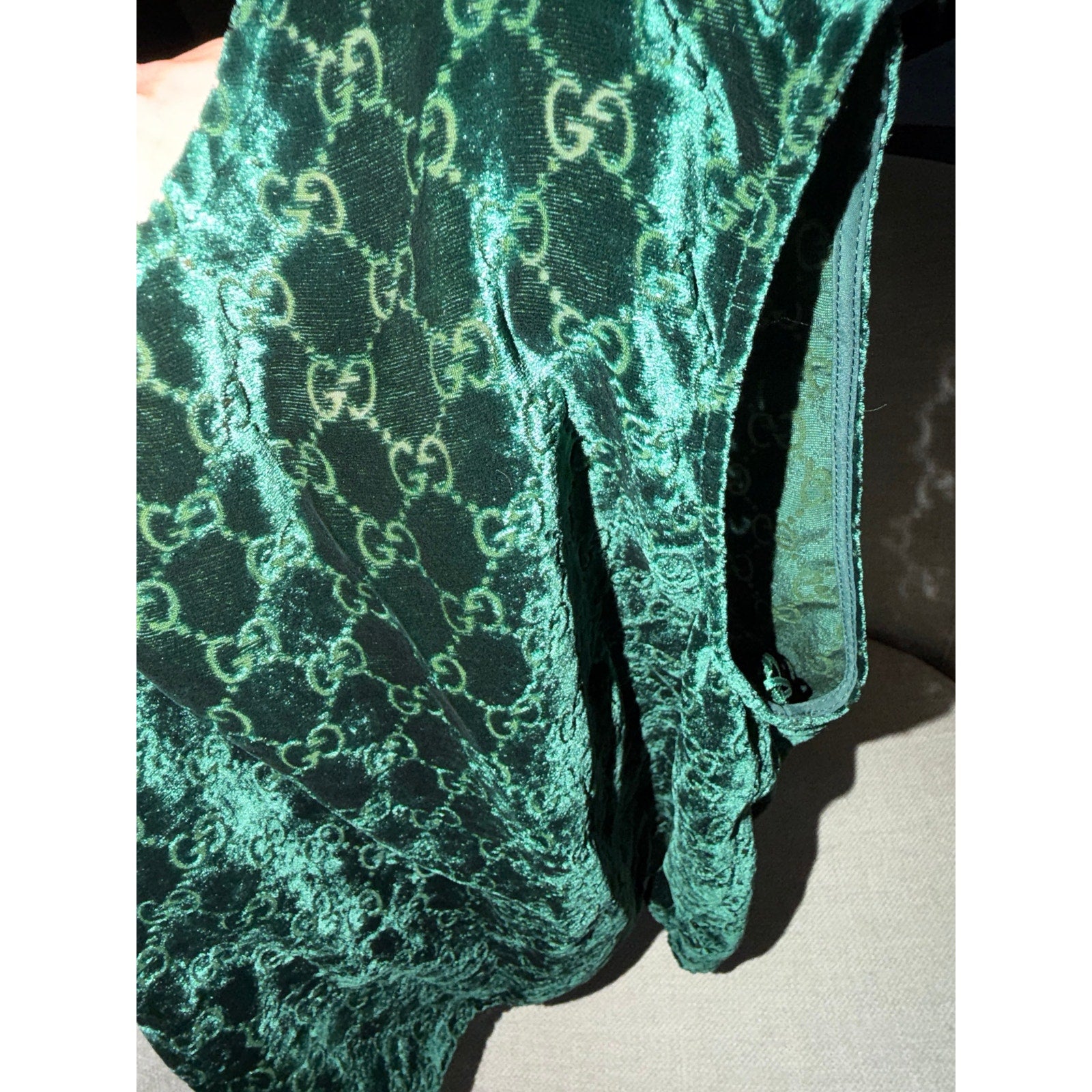 Gucci GG Velvet Devoré Crop Top Dark Green Size 36 NWT $1,100